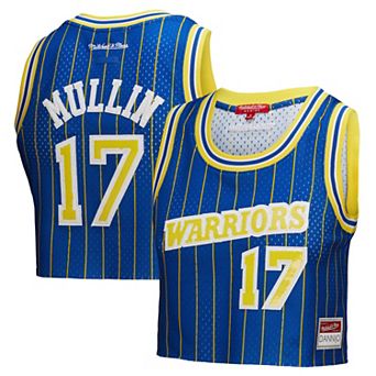 Women's Mitchell & Ness x DANNIJO Chris Mullin Royal Golden State Warriors Fashion Cropped Basketball Jersey