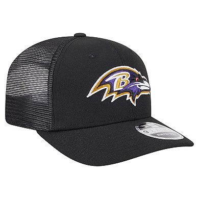 Men's New Era Black Baltimore Ravens Main Trucker 9SEVENTY Stretch-Snap Hat