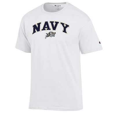 Men's Champion White Navy Midshipmen Arched Logo T-Shirt
