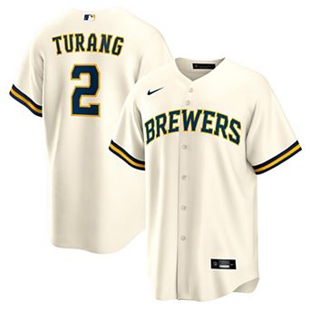 Men's Nike Brice Turang Cream Milwaukee Brewers Home Replica Jersey