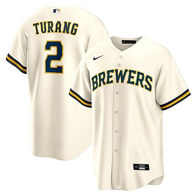 Men's Nike Brice Turang Cream Milwaukee Brewers Home Replica Jersey