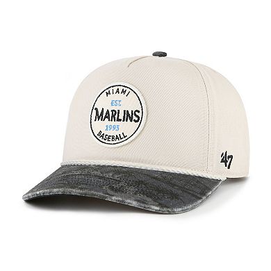 Men's '47 Cream/Black Miami Marlins Fiji Rope Hitch Adjustable Hat