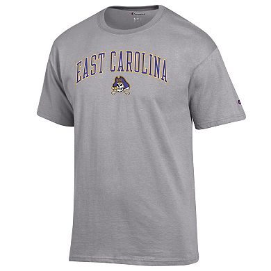 Men's Champion Heather Gray ECU Pirates Arch Over Logo T-Shirt