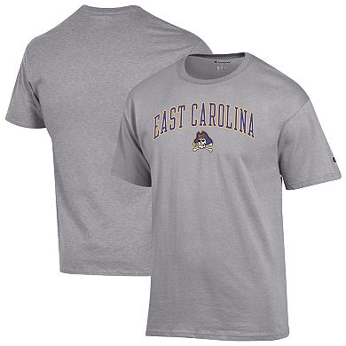 Men's Champion Heather Gray ECU Pirates Arch Over Logo T-Shirt