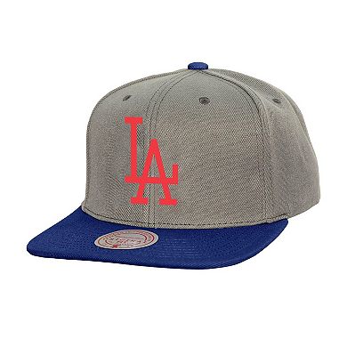 Men's Mitchell & Ness Gray Los Angeles Dodgers Cooperstown Collection Basic Flip Snapback Hat