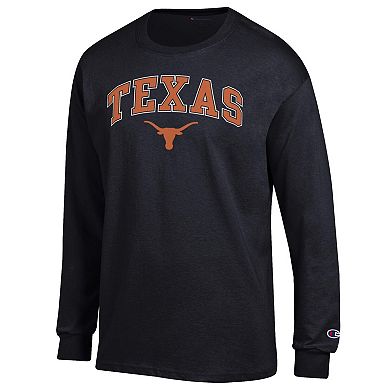 Men's Champion Black Texas Longhorns Arch Over Logo Long Sleeve T-Shirt