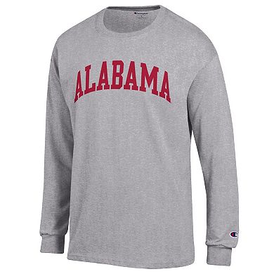 Men's Champion Heather Gray Alabama Crimson Tide Basic Arch Long Sleeve T-Shirt