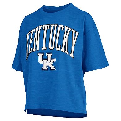 Women's Pressbox Royal Kentucky Wildcats Nelson Arch Over Logo Waist Length Oversized Slub T-Shirt