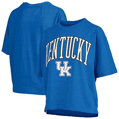 Women's Pressbox Royal Kentucky Wildcats Nelson Arch Over Logo Waist Length Oversized Slub T-Shirt