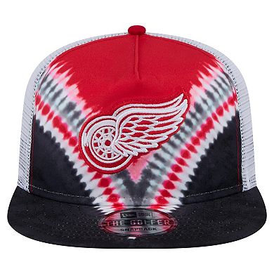Men's New Era Black/Red Detroit Red Wings Throwback V-Dye Adjustable Golfer Hat