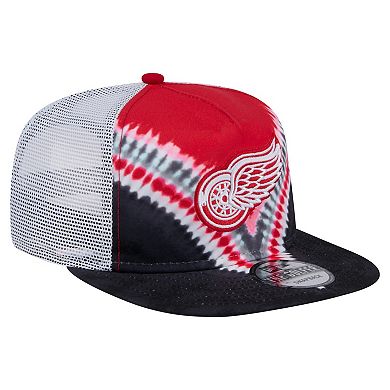 Men's New Era Black/Red Detroit Red Wings Throwback V-Dye Adjustable Golfer Hat