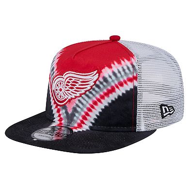 Men's New Era Black/Red Detroit Red Wings Throwback V-Dye Adjustable Golfer Hat