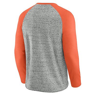 Men's Darius Rucker Collection by Fanatics Heather Gray Baltimore Orioles Raw Edge Raglan Long Sleeve Baseball T-Shirt