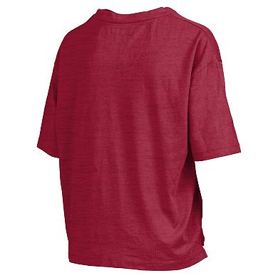 Women's Pressbox Crimson Oklahoma Sooners Nelson Arch Over Logo Waist Length Oversized Slub T-Shirt