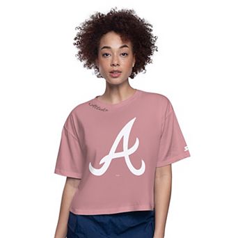 Women's Starter Pink Atlanta Braves Play the Ball Boxy Cropped T-Shirt