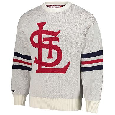 Men's Mitchell & Ness Cream St. Louis Cardinals Retro Pullover Sweater
