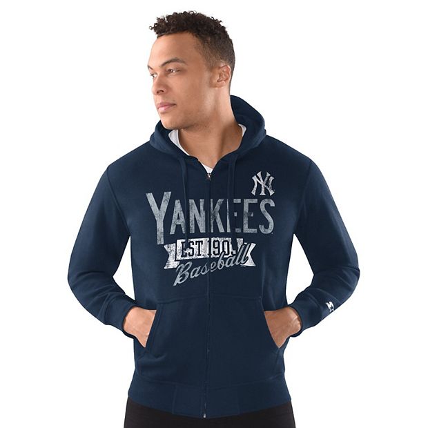 New York Yankees フード付きジャケット Men's Starter Navy New York Yankees Distressed Full-Zip