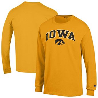 Men's Champion Gold Iowa Hawkeyes Arch Over Logo Long Sleeve T-Shirt