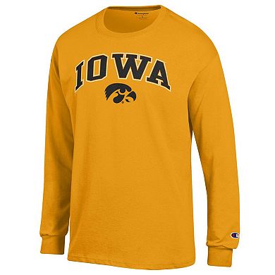 Men's Champion Gold Iowa Hawkeyes Arch Over Logo Long Sleeve T-Shirt
