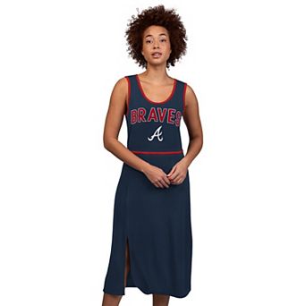 Women's G-III 4Her by Carl Banks Navy Atlanta Braves Center Field Maxi Dress