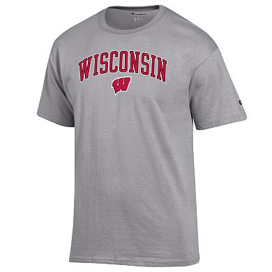 Men's�Champion Heather Gray Wisconsin Badgers Arch Over Logo T-Shirt