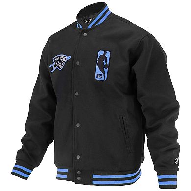 Unisex FISLL Black Oklahoma City Thunder Logoman Shadow Collection Full-Snap Varsity Jacket