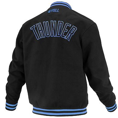 Unisex FISLL Black Oklahoma City Thunder Logoman Shadow Collection Full-Snap Varsity Jacket