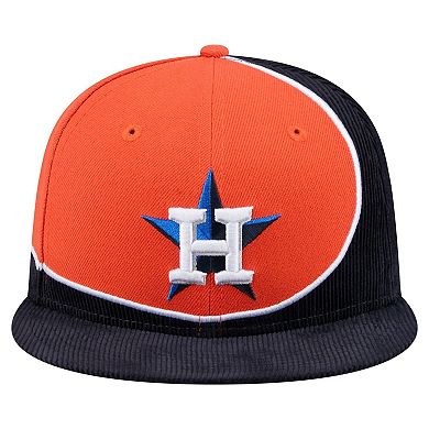 Men's New Era Navy/Orange Houston Astros Retro Split Corduroy Snapback Hat