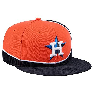 Men's New Era Navy/Orange Houston Astros Retro Split Corduroy Snapback Hat