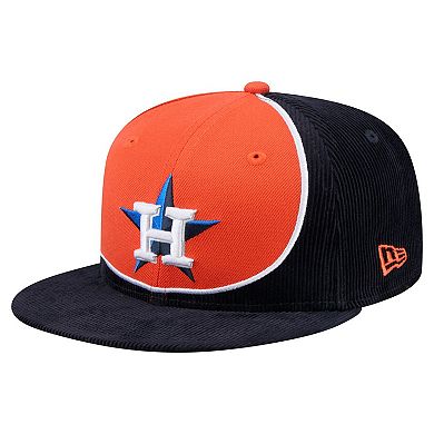 Men's New Era Navy/Orange Houston Astros Retro Split Corduroy Snapback Hat