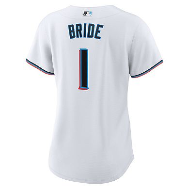 Women's Nike White Miami Marlins #1 Bride Home Replica Jersey