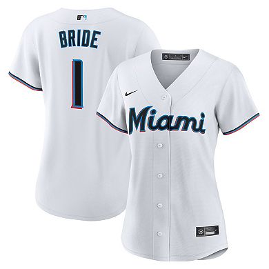 Women's Nike White Miami Marlins #1 Bride Home Replica Jersey