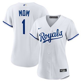 Women's Nike White Kansas City Royals #1 Mom Home Replica Jersey
