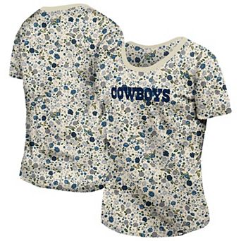 Women's New Era Cream Dallas Cowboys Glam Game Floral T-Shirt