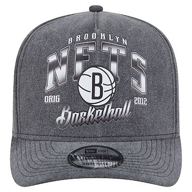 Men's New Era Charcoal Brooklyn Nets Throwback Washed Pre-Curved 9FIFTY Snapback Hat