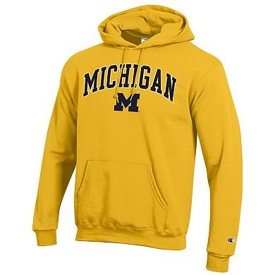 Men's Champion Maize Michigan Wolverines Arch Over Logo Pullover Hoodie