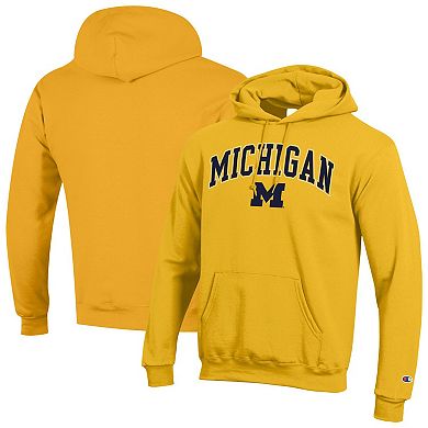 Men's Champion Maize Michigan Wolverines Arch Over Logo Pullover Hoodie