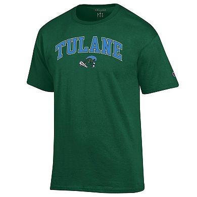 Men's Champion Green Tulane Green Wave Arch Over Logo T-Shirt