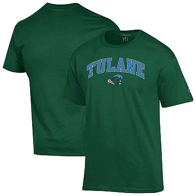 Men's Champion Green Tulane Green Wave Arch Over Logo T-Shirt