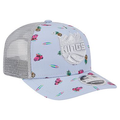 Men's New Era Light Blue/Gray Sacramento Kings Adventure Aloha Pattern 9SEVENTY Stretch-Snap Hat