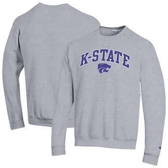 Men's Champion Heather Gray Kansas State Wildcats Arch Over Logo Pullover Sweatshirt