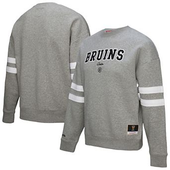 Women's Mitchell & Ness Heather Gray Boston Bruins Logo Lightweight Pullover Sweatshirt