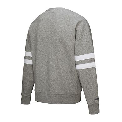 Women's Mitchell & Ness Heather Gray Boston Bruins Logo Lightweight Pullover Sweatshirt