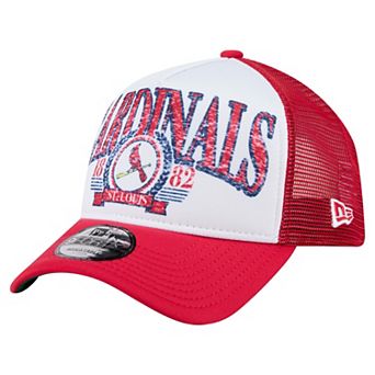Men's New Era White St. Louis Cardinals Distressed 9FORTY A-Frame Adjustable Trucker Hat