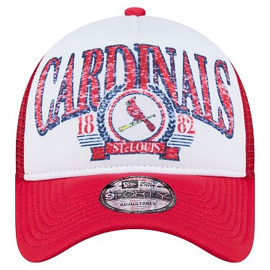 Men's New Era White St. Louis Cardinals Distressed 9FORTY A-Frame Adjustable Trucker Hat