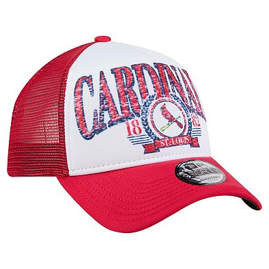 Men's New Era White St. Louis Cardinals Distressed 9FORTY A-Frame Adjustable Trucker Hat