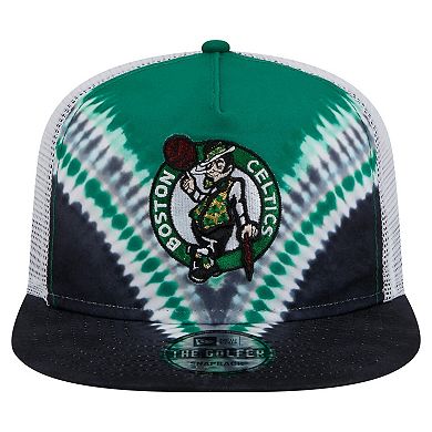 Men's New Era Black/Kelly Green Boston Celtics Throwback Dye Golfer Snapback Hat