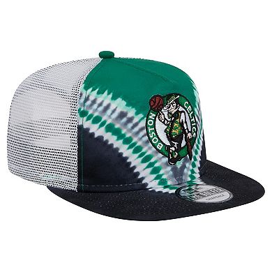 Men's New Era Black/Kelly Green Boston Celtics Throwback Dye Golfer Snapback Hat