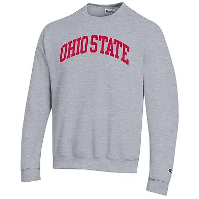 Men's Champion Heather Gray Ohio State Buckeyes Basic Arch Fleece Pullover Sweatshirt