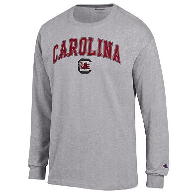 Men's Champion Heather Gray South Carolina Gamecocks Arch Over Logo Long Sleeve T-Shirt
